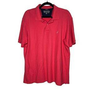 Nautica Men’s True Deck Polo Shirt Red Cotton Piqué Classic Fit Size XL